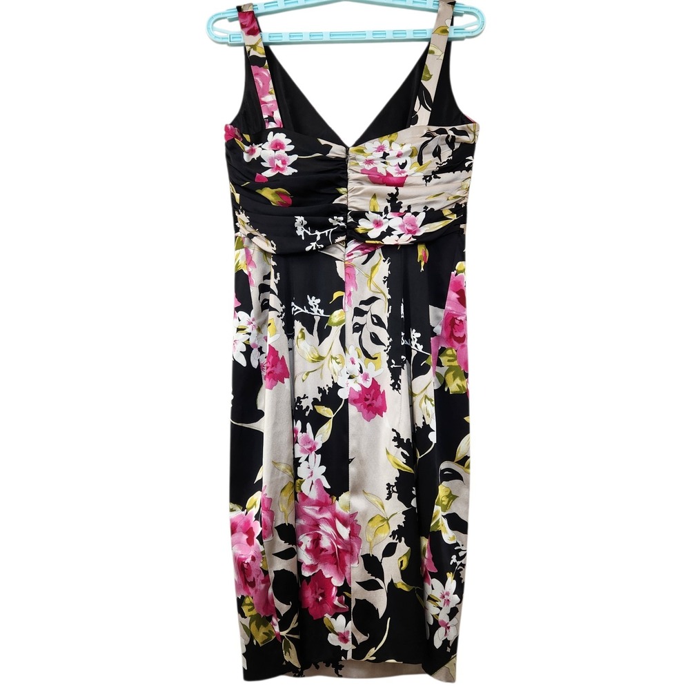 DAVID MEISTER Size 8 Floral Silk Spandex Multicolor Sleeveless V Neckline Dress - Picture 3 of 15